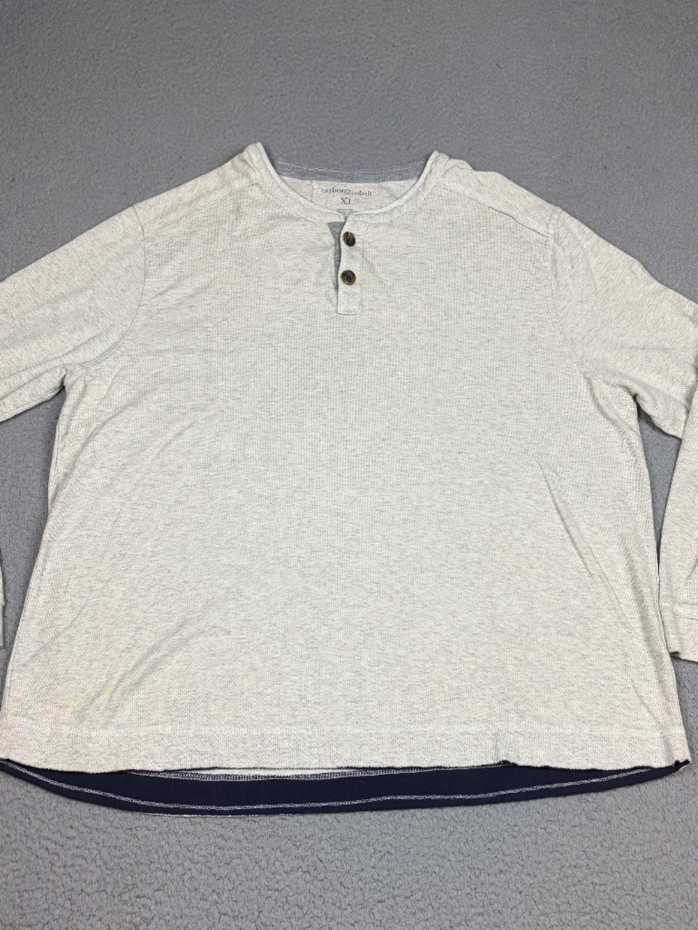 Carbon2Cobalt Henley Shirt Mens XL Beige 100% Cotton Long Sleeve Breathable